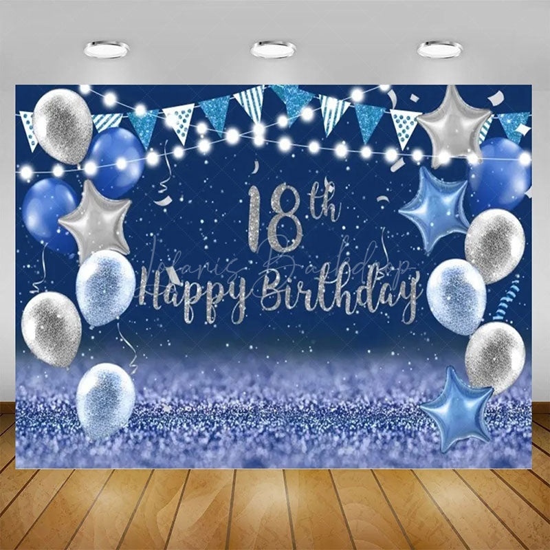 Lofaris Glitter Balloons Happy 18th Birthday Backdrop For Men Elegant Party Decor Event Photo Prop