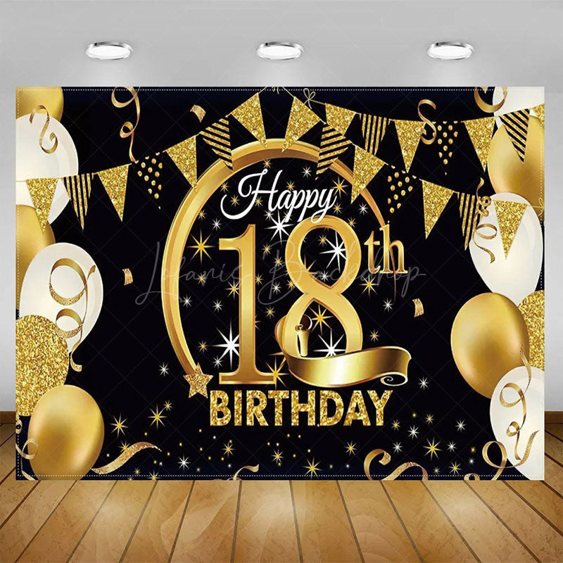 Lofaris Glitter Balloons Happy 18th Birthday Backdrop For Men Elegant Party Decor Event Photo Prop