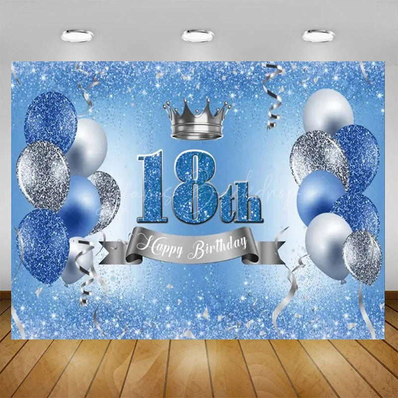 Lofaris Glitter Balloons Happy 18th Birthday Backdrop For Men Elegant Party Decor Event Photo Prop