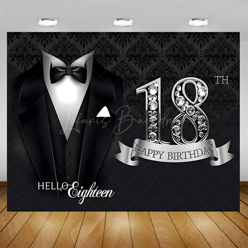 Lofaris Glitter Balloons Happy 18th Birthday Backdrop For Men Elegant Party Decor Event Photo Prop