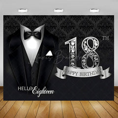 Lofaris Glitter Balloons Happy 18th Birthday Backdrop For Men Elegant Party Decor Event Photo Prop