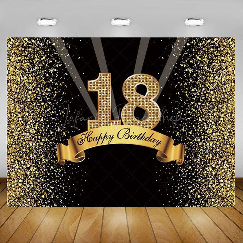 Lofaris Glitter Balloons Happy 18th Birthday Backdrop For Men Elegant Party Decor Event Photo Prop