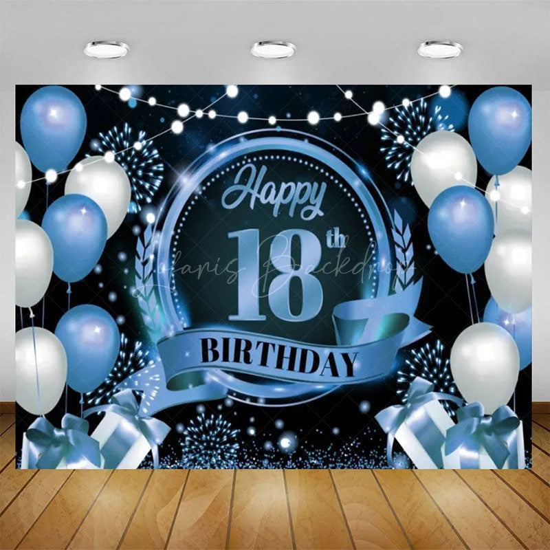 Lofaris Glitter Balloons Happy 18th Birthday Backdrop For Men Elegant Party Decor Event Photo Prop