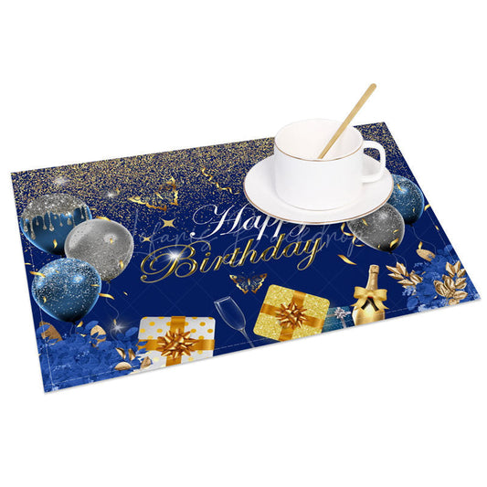 Lofaris Glitter Balloons Happy Birthday Set of 4 Placemats