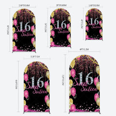 Lofaris Glitter Balloons Sweet 16 Birthday Arch Backdrop