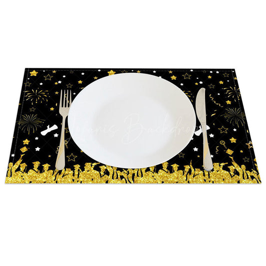 Lofaris Glitter Black And Gold Graduate Set of 4 Placemats