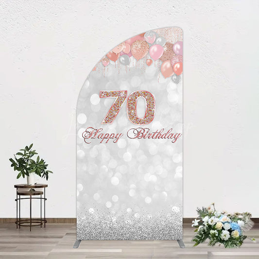 Lofaris Glitter Bokeh Balloons Happy Birthday Half Moon Arch Backdrop