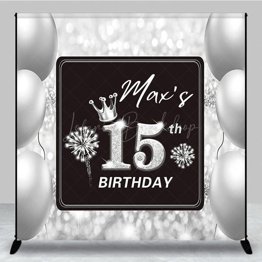 Lofaris Glitter Bokeh Black Grey Balloon Birthday Backdrop