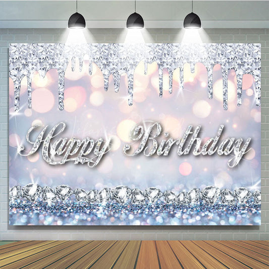 Lofaris Glitter Bokeh Diamonds Queen Happy Birthday Backdrop