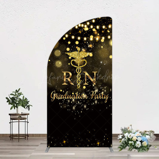 Lofaris Glitter Bokeh Nurse Graduation Party Half Moon Arch Backdrop