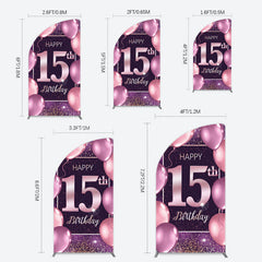 Lofaris Glitter Bokeh Sweet 15th Birthday Half Moon Arch Backdrop
