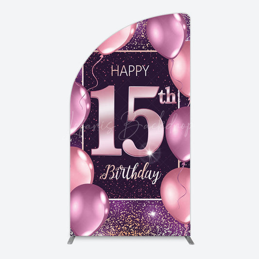 Lofaris Glitter Bokeh Sweet 15th Birthday Half Moon Arch Backdrop
