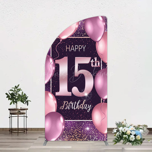 Lofaris Glitter Bokeh Sweet 15th Birthday Half Moon Arch Backdrop