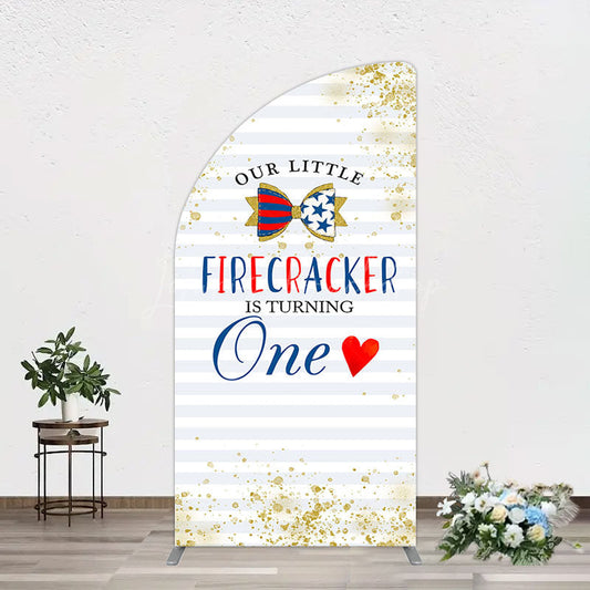 Lofaris Glitter Firecracker Holiday Birthday Half Moon Arch Backdrop