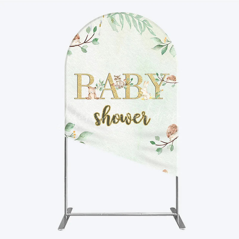 Lofaris Glitter Gold Baby Shower Woodland Animals Arch Backdrop Kit Greenery Forest Theme Party Decor