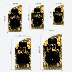 Lofaris Glitter Gold Balloon Flag Bokeh Black Half Moon Arch Backdrop