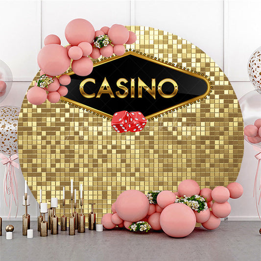 Lofaris Glitter Gold Casino Theme Circle Birthday Backdrop
