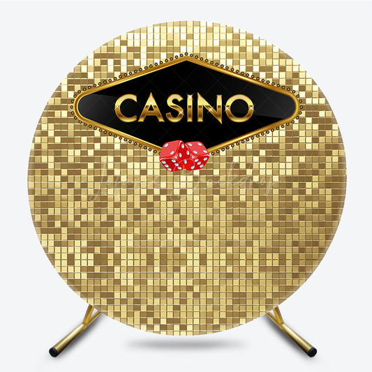 Lofaris Glitter Gold Casino Theme Circle Birthday Backdrop