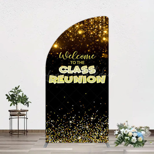 Lofaris Glitter Gold Class Reunion Anniversary Half Moon Arch Backdrop