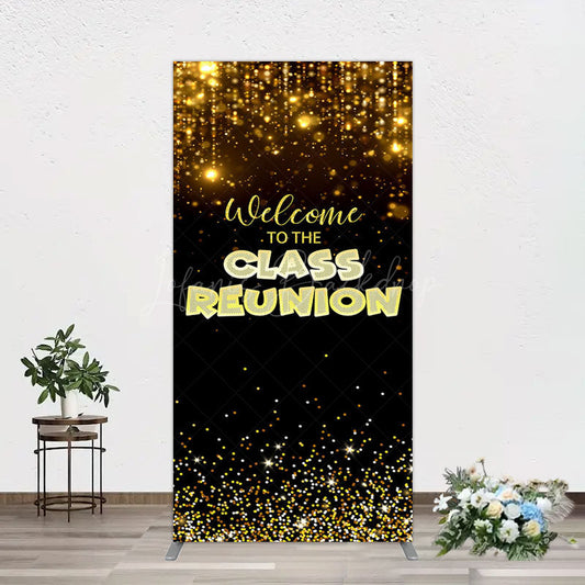 Lofaris Glitter Gold Class Reunion Anniversary Rectangle Backdrop