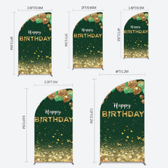 Lofaris Glitter Gold Green Balloons Birthday Half Moon Arch Backdrop