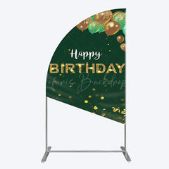 Lofaris Glitter Gold Green Balloons Birthday Half Moon Arch Backdrop