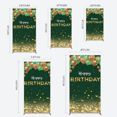 Lofaris Glitter Gold Green Balloons Birthday Rectangle Backdrop