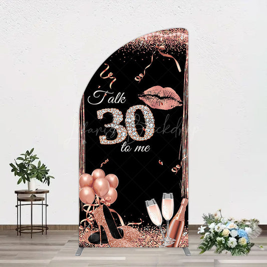 Lofaris Glitter High Heel Happy 30th Birthday Half Moon Arch Backdrop