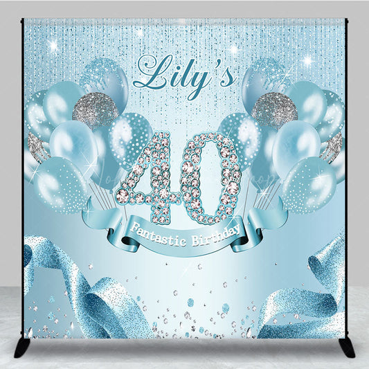 Lofaris Glitter Light Blue Balloon Custom Birthday Backdrop