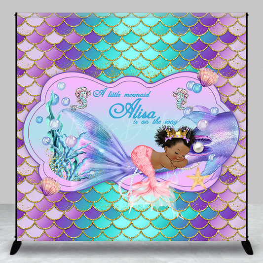Lofaris Glitter Mermaid Custom Sweet Baby Shower Backdrop