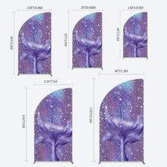 Lofaris Glitter Mermaid Purple Summer Vibe Half Moon Arch Backdrop