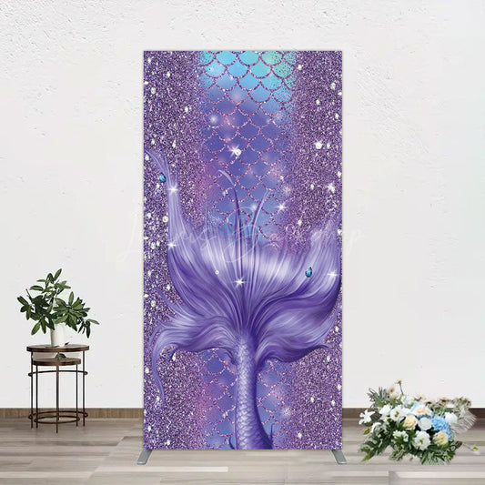 Lofaris Glitter Mermaid Purple Summer Vibe Rectangle Backdrop