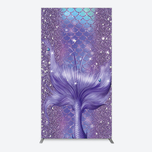 Lofaris Glitter Mermaid Purple Summer Vibe Rectangle Backdrop