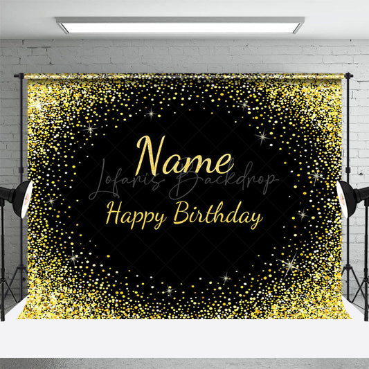 Lofaris Glitter personalized Name Happy Birthday Backdrop