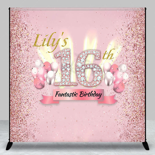 Lofaris Glitter Pink Balloon Sweet Custom Birthday Backdrop