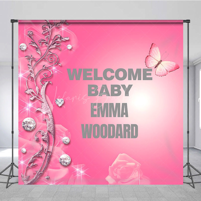 Lofaris Glitter Pink Diamonds Custom Baby Shower Backdrop