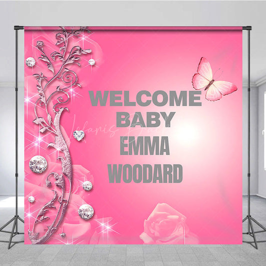 Lofaris Glitter Pink Diamonds Custom Baby Shower Backdrop