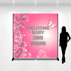 Lofaris Glitter Pink Diamonds Custom Baby Shower Backdrop