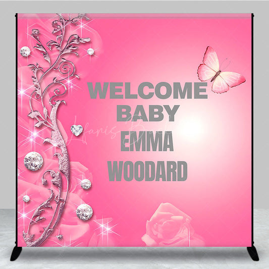 Lofaris Glitter Pink Diamonds Custom Baby Shower Backdrop