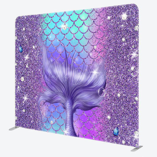 Lofaris Glitter Purple Mermaid Tail Square Tension Backdrop
