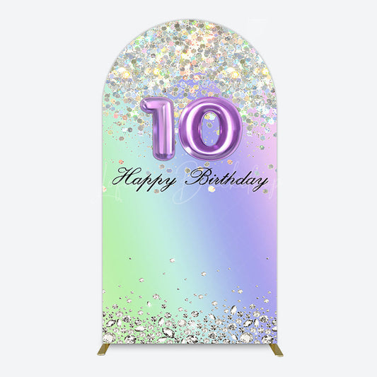 Lofaris Glitter Rainbow 10th Happy Birthday Arch Backdrop