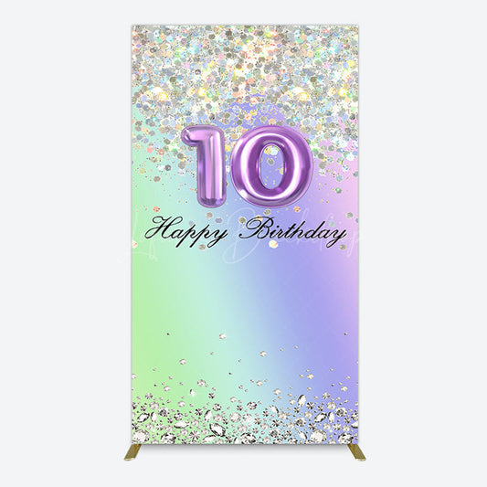 Lofaris Glitter Rainbow 10th Happy Birthday Rectangle Backdrop