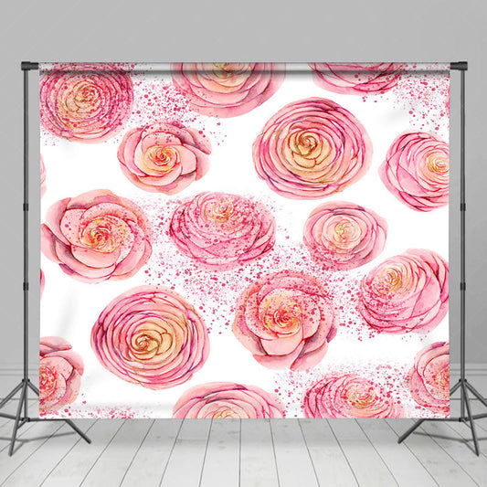 Lofaris Glitter Repetitive Various Pink Flowers Backdrop