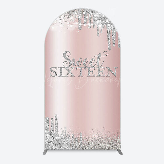 Lofaris Glitter Rose Gold Sweet 16 Birthday Arch Backdrop