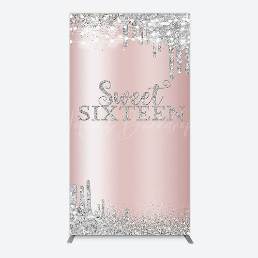 Lofaris Glitter Rose Gold Sweet 16 Birthday Rectangle Backdrop