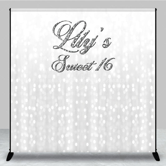 Lofaris Glitter Silver Bokeh Simple Custom Birthday Backdrop