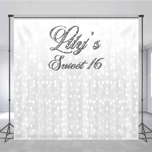 Lofaris Glitter Silver Bokeh Simple Custom Birthday Backdrop