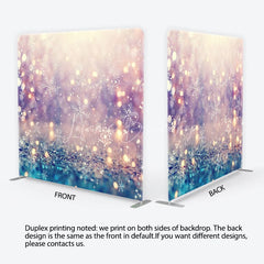 Lofaris Glitter Snowflake Bokeh Square Double-Sided Backdrop Purple Pink Blue Gold Sparkling Winter Decor