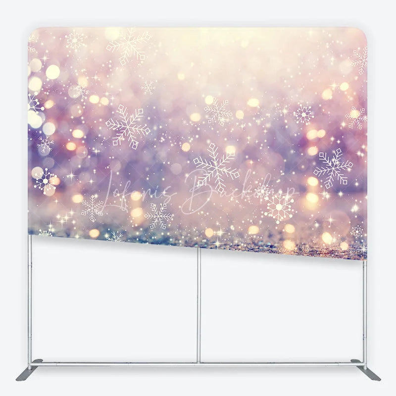 Lofaris Glitter Snowflake Bokeh Square Double-Sided Backdrop Purple Pink Blue Gold Sparkling Winter Decor