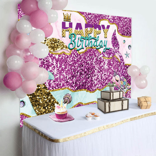 Lofaris Glitter Special Mermaid Tail Birthday Backdrop